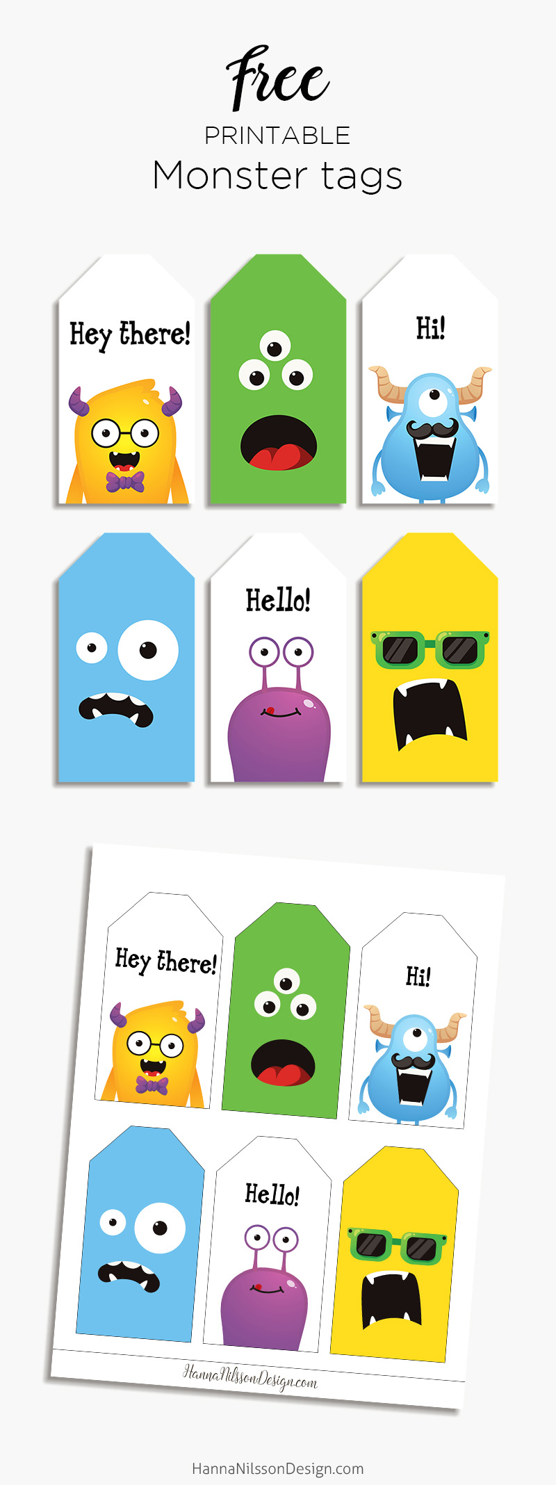Free printable Monster tags – Hanna Nilsson Design