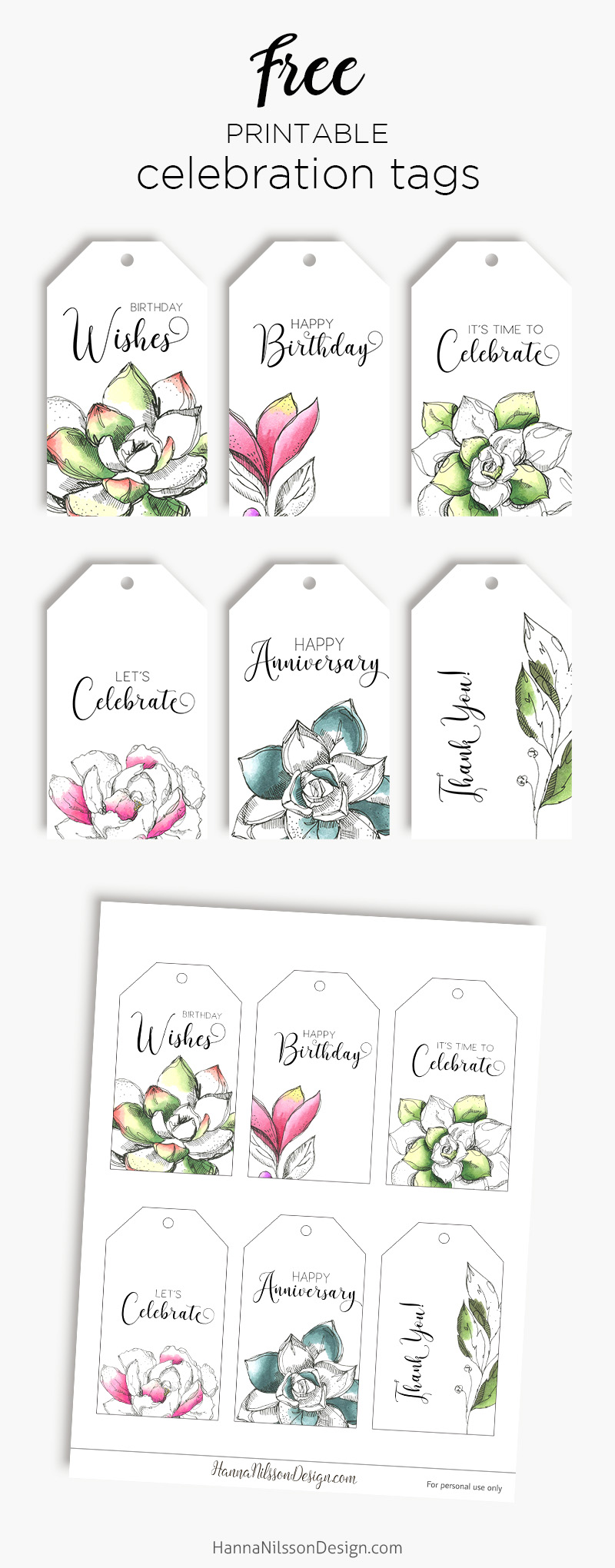 Celebration tags printable – Hanna Nilsson Design