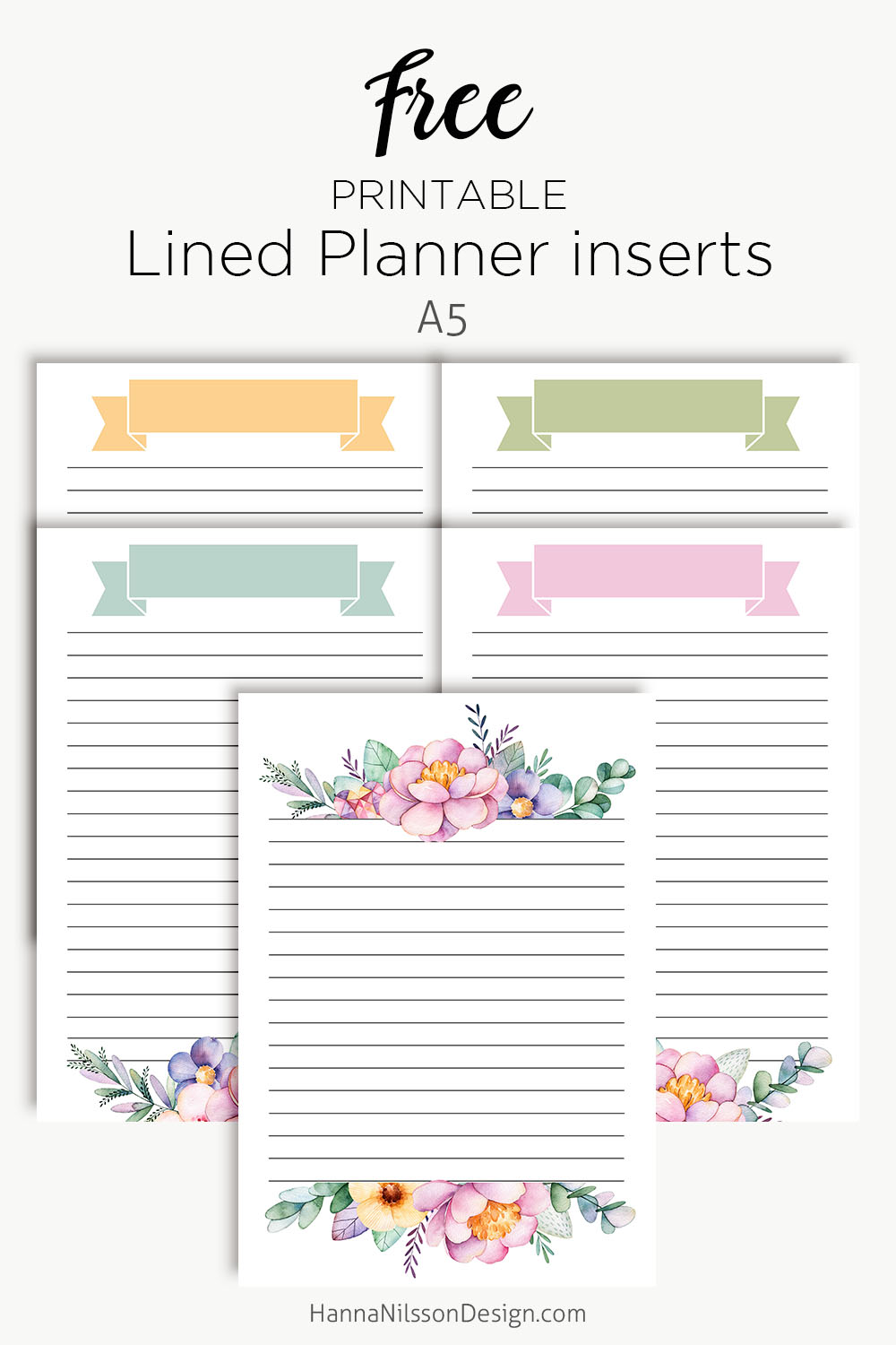 Lined floral planner inserts – Hanna Nilsson Design